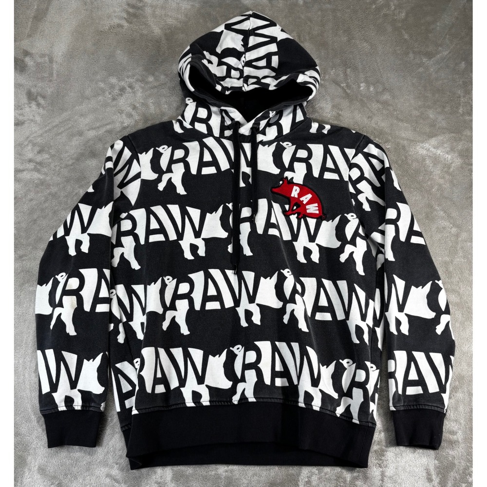 G-Star Black & White Logo Allover Hoodie
